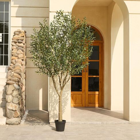 شجرة الزيتون الاصطناعية 6 أقدام - أشجار الزيتون المزيفة الكبيرة الداخلية بأوراق الحرير 1676 ، نبات فو في الهواء الطلق مع مقاومة للأشعة فوق البنفسجية لغرفة المعيشة ، المكتب ، الفناء ، ديكور المنزل ، VN157 in Kuwait