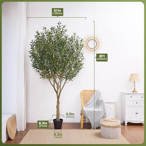شجرة الزيتون الاصطناعية 6 أقدام - أشجار الزيتون المزيفة الكبيرة الداخلية بأوراق الحرير 1676 ، نبات فو في الهواء الطلق مع مقاومة للأشعة فوق البنفسجية لغرفة المعيشة ، المكتب ، الفناء ، ديكور المنزل ، VN157 in Kuwait
