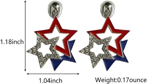 4th of July Clip-on Earrings for Women Independence Day Non Piercing Patriotic Earrings American Flag Star Earring Red White Blue Memorial Day Earring Independence Day Jewelry Accessorie Outfits in Kuwait