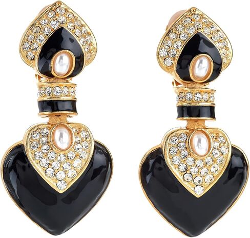 Kenneth Jay Lane Women's Heart Drop Clip Earrings with Crystal Accents in Kuwait