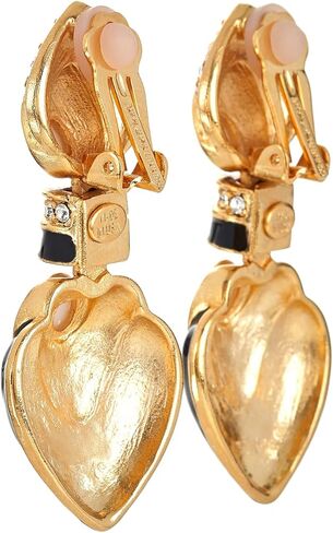 Kenneth Jay Lane Women's Heart Drop Clip Earrings with Crystal Accents in Kuwait