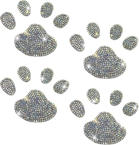4PCS Crystal Car Decoration Stickers, Bling Rhinestone Dog Paw Print, Waterproof Sparkly Dog Cat Footprint Decal, Car Bumper Window Laptops Decor, Auto Accessories for Women Girl (Pink) in Saudi Arabia