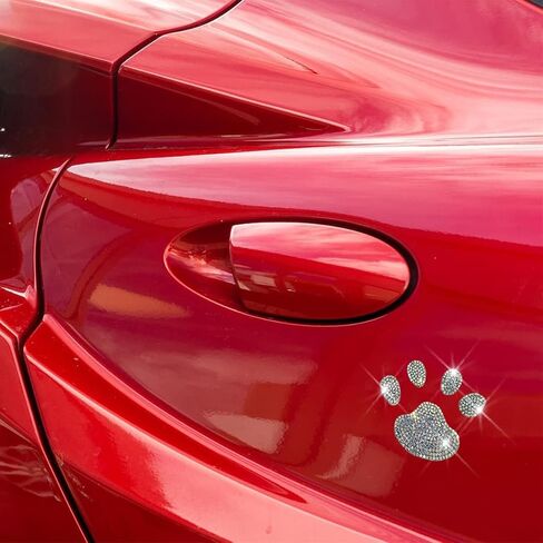 4PCS Crystal Car Decoration Stickers, Bling Rhinestone Dog Paw Print, Waterproof Sparkly Dog Cat Footprint Decal, Car Bumper Window Laptops Decor, Auto Accessories for Women Girl (Pink) in Saudi Arabia