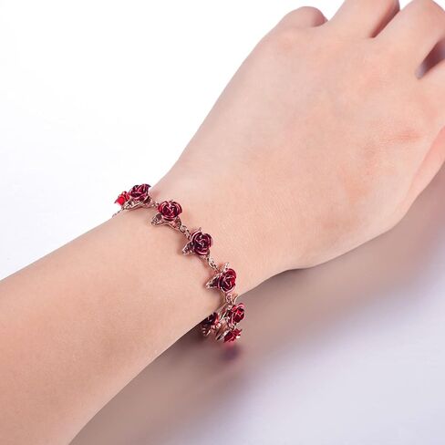 U7 Red Rose Link Bracelets for Women Girls 18K Gold Custom Text Photo Swelet Romantic Rosity Rose Jewelry for Mom Life in Saudi Arabia