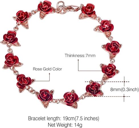 U7 Red Rose Link Bracelets for Women Girls 18K Gold Custom Text Photo Swelet Romantic Rosity Rose Jewelry for Mom Life in Saudi Arabia