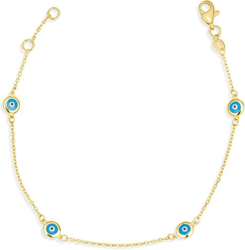 Claddagh Gold 14K Yellow Evil Eye Protection Link Bracelet 7" in Saudi Arabia
