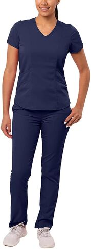 Adar Pro Core Classic Scrub Set for Women - Tailored V-Neck Scrub Top & Tailored Yoga Scrub Pants in Saudi Arabia