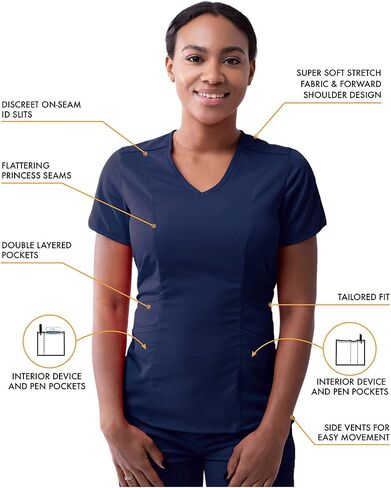 Adar Pro Core Classic Scrub Set for Women - Tailored V-Neck Scrub Top & Tailored Yoga Scrub Pants in Saudi Arabia
