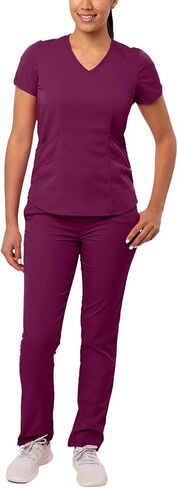 Adar Pro Core Classic Scrub Set for Women - Tailored V-Neck Scrub Top & Tailored Yoga Scrub Pants in Saudi Arabia