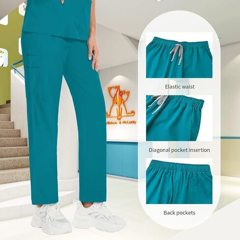 niaahinn Scrub for Women Set Collar Neck Scrub Top & Cargo Pants, 4-Way Stretch, Yogga Waistband in Saudi Arabia