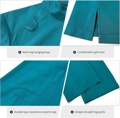 niaahinn Scrub for Women Set Collar Neck Scrub Top & Cargo Pants, 4-Way Stretch, Yogga Waistband in Saudi Arabia