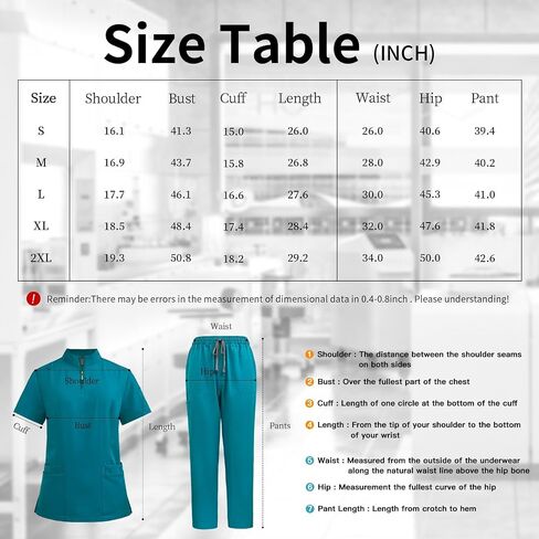 niaahinn Scrub for Women Set Collar Neck Scrub Top & Cargo Pants, 4-Way Stretch, Yogga Waistband in Saudi Arabia