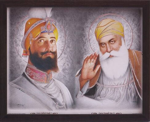 HandicraftStore Gurunank Dev Ji and Guru Gobind Singh ji, A picture for people, A poster with frame must for every family, office, Gift and auspicious purpose in Saudi Arabia