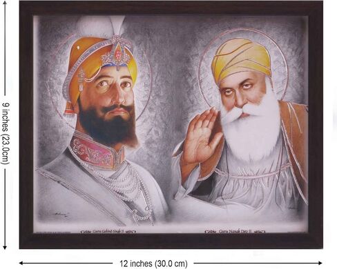 HandicraftStore Gurunank Dev Ji and Guru Gobind Singh ji, A picture for people, A poster with frame must for every family, office, Gift and auspicious purpose in Saudi Arabia