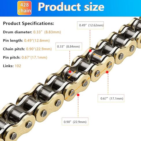 428H Chain 132 Links & Chain Breaker with 6pcs Connecting Master Link Fit for 110cc 125cc 50cc 90cc Dirt Pit Bike ATV; Heavy Duty Drive Seamless Steel Pipe Motorcycle Chain in Saudi Arabia