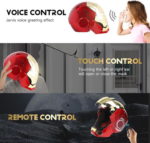 Wearable Iron Helmet with Eyes Glow Voice, Touch and Remote Control Cool Stuff Super Hero Mask Cosplay Costume Suits Amazing Helmets hot Toys Masks for Adults for Age 12+ Years Old in Saudi Arabia