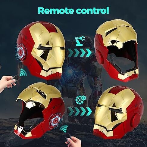 Wearable Iron Helmet with Eyes Glow Voice, Touch and Remote Control Cool Stuff Super Hero Mask Cosplay Costume Suits Amazing Helmets hot Toys Masks for Adults for Age 12+ Years Old in Saudi Arabia