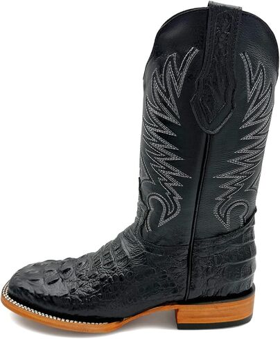 Mens Leather Square Toe Cowboy Boot Embossed Crocodile Alligator Print Western Boot in Saudi Arabia