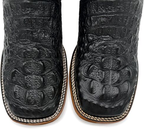 Mens Leather Square Toe Cowboy Boot Embossed Crocodile Alligator Print Western Boot in Saudi Arabia