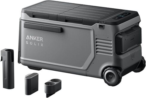 ANKER SOLIX EVERFROST 2 58L COOLER مع طقم رحلة على الطريق ، 61 ثلاجة سيارة QT ، مبرد كهربائي مع بطارية 288WH ، مدعوم من AC/DC أو الطاقة الشمسية ، للتخييم والسفر وصيد الأسماك (بطارية واحدة فقط) in Kuwait