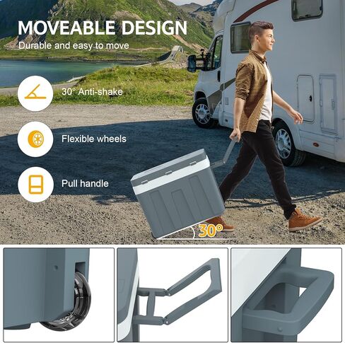 12V Electric Car Cooler & Warmer with Wheels & Handle, 48 Quart (45 L) 12 Volt DC & 110V AC Portable Thermoelectric Fridge Plug in Cooler for Car/RV/Camping/Travelling/Truck/Picnic in Kuwait