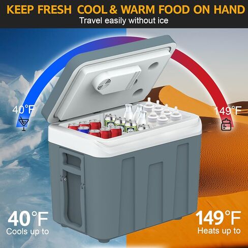 12V Electric Car Cooler & Warmer with Wheels & Handle, 48 Quart (45 L) 12 Volt DC & 110V AC Portable Thermoelectric Fridge Plug in Cooler for Car/RV/Camping/Travelling/Truck/Picnic in Kuwait