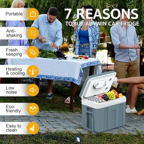 12V Electric Car Cooler & Warmer with Wheels & Handle, 48 Quart (45 L) 12 Volt DC & 110V AC Portable Thermoelectric Fridge Plug in Cooler for Car/RV/Camping/Travelling/Truck/Picnic in Kuwait