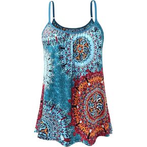 Vislivin Camisole for Women with Built in Bra Flowy Loose Fit Tanks Plead Cami with Adjustable Strap in Kuwait