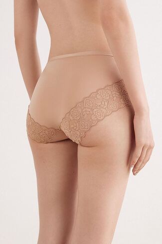 Woman's Microfiber and Lace High Rise Panties in Kuwait
