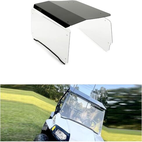 KUAFU Front+Rear Windshield and Roof Compatible with 2009-2021 Polaris RZR 170 Full Clear Flip Windscreen Hard Top Roof in Saudi Arabia