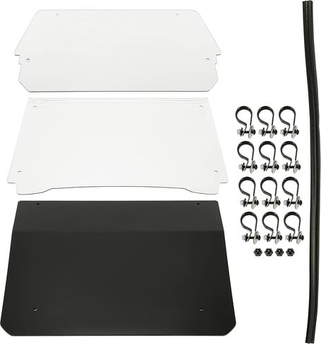 KUAFU Front+Rear Windshield and Roof Compatible with 2009-2021 Polaris RZR 170 Full Clear Flip Windscreen Hard Top Roof in Saudi Arabia