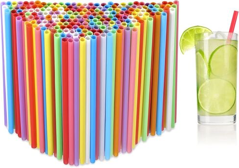 [100 قطعة] شفاطات بلاستيكية مغلفة بشكل فردي من Bendy - شفاطات شرب سوداء مرنة طويلة يمكن التخلص منها مقاس 8.25 بوصة in Kuwait