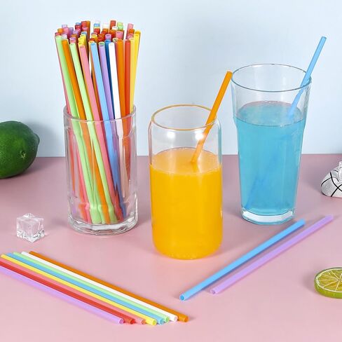 [100 قطعة] شفاطات بلاستيكية مغلفة بشكل فردي من Bendy - شفاطات شرب سوداء مرنة طويلة يمكن التخلص منها مقاس 8.25 بوصة in Kuwait