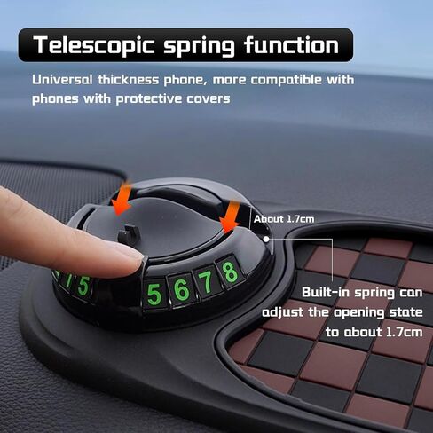 Multifunctional Car Anti-Slip Mat – Rotatable Anti-Skid Car Dashboard Pad with Temporary Parking Number | 4 in 1 Mobile Phone Stand for Cars | Vehicle Dash Grip Pad | Accessories Organizer for Cars in Saudi Arabia