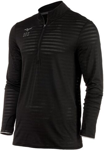 Mizuno Men Alpha Eco Running Half Zip ، Black ، M. in Saudi Arabia