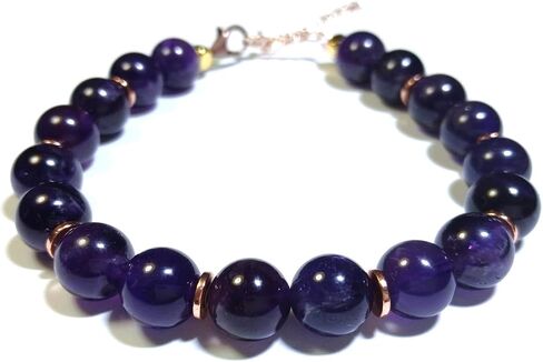 Natural Amethyst Stone Bracelet, Handmade, With Gift Box, Crafted from quality amethyst crystals in Saudi Arabia