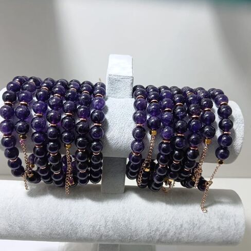 Natural Amethyst Stone Bracelet, Handmade, With Gift Box, Crafted from quality amethyst crystals in Saudi Arabia