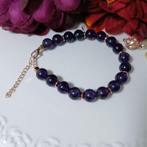 Natural Amethyst Stone Bracelet, Handmade, With Gift Box, Crafted from quality amethyst crystals in Saudi Arabia