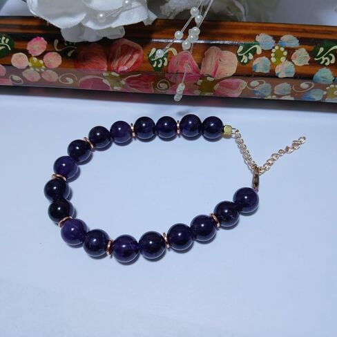 Natural Amethyst Stone Bracelet, Handmade, With Gift Box, Crafted from quality amethyst crystals in Saudi Arabia