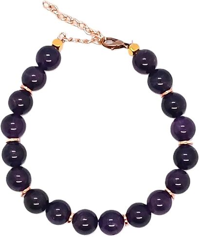 Natural Amethyst Stone Bracelet, Handmade, With Gift Box, Crafted from quality amethyst crystals in Saudi Arabia