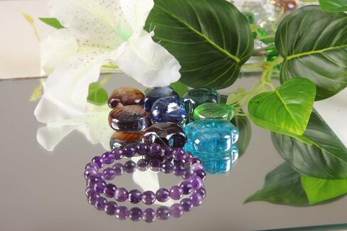 Natural Amethyst Stone Bracelet, Handmade, With Gift Box, Crafted from quality amethyst crystals in Saudi Arabia
