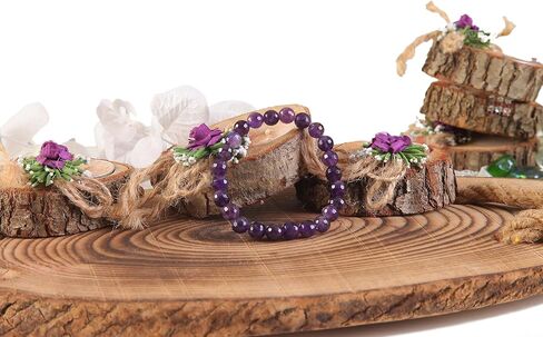 Natural Amethyst Stone Bracelet, Handmade, With Gift Box, Crafted from quality amethyst crystals in Saudi Arabia