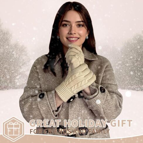 Winter Wool Gloves for Women Warm Touchscreen Fleece Elastic Soft Knit Gloves for Cold Weather Folding Cuffs in Saudi Arabia
