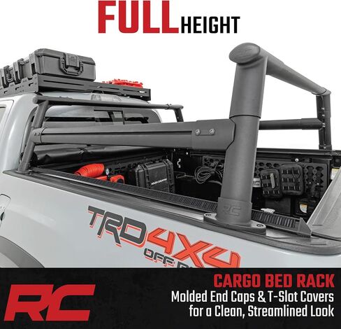 Rough Country Aluminum Bed Rack for 2005-2022 Toyota Tacoma - 73109,Black in Saudi Arabia