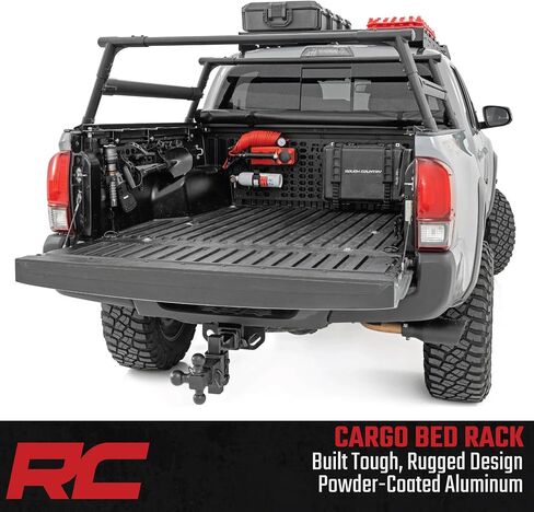 Rough Country Aluminum Bed Rack for 2005-2022 Toyota Tacoma - 73109,Black in Saudi Arabia
