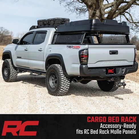 Rough Country Aluminum Bed Rack for 2005-2022 Toyota Tacoma - 73109,Black in Saudi Arabia