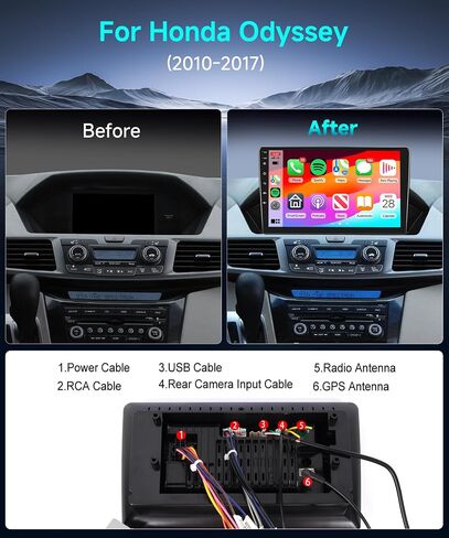 9" Wireless Car Play Car Radio for Honda Odyssey 2010-2017 with Wireless Android Auto,Podofo HD IPS Touch Screen Bluetooth Car Stereo with GPS WiFi FM/RDS Radio Backup Camera【2G RAM+64G ROM】 in Saudi Arabia