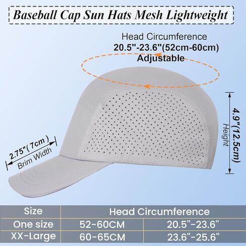 Men Women Quick Drying Baseball Cap Sun Hats Mesh Lightweight Adjustable Dad Hat for Outdoor Sports (20.5"-23.5") in Saudi Arabia