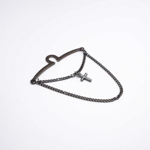 Men's Silver Gold Black Tie Chain 1.97" Personalised Cross Tie Clip with Double Chain Business Wedding Jewelry Gift in Saudi Arabia