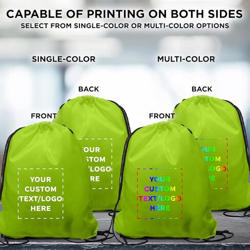 DISCOUNT PROMOS Custom Classic Polyester Drawstring Backpack Set of 10/50/100, Personalized Bulk Pack - Great for Travelling, Gym and for Everyday Use - Black in Kuwait